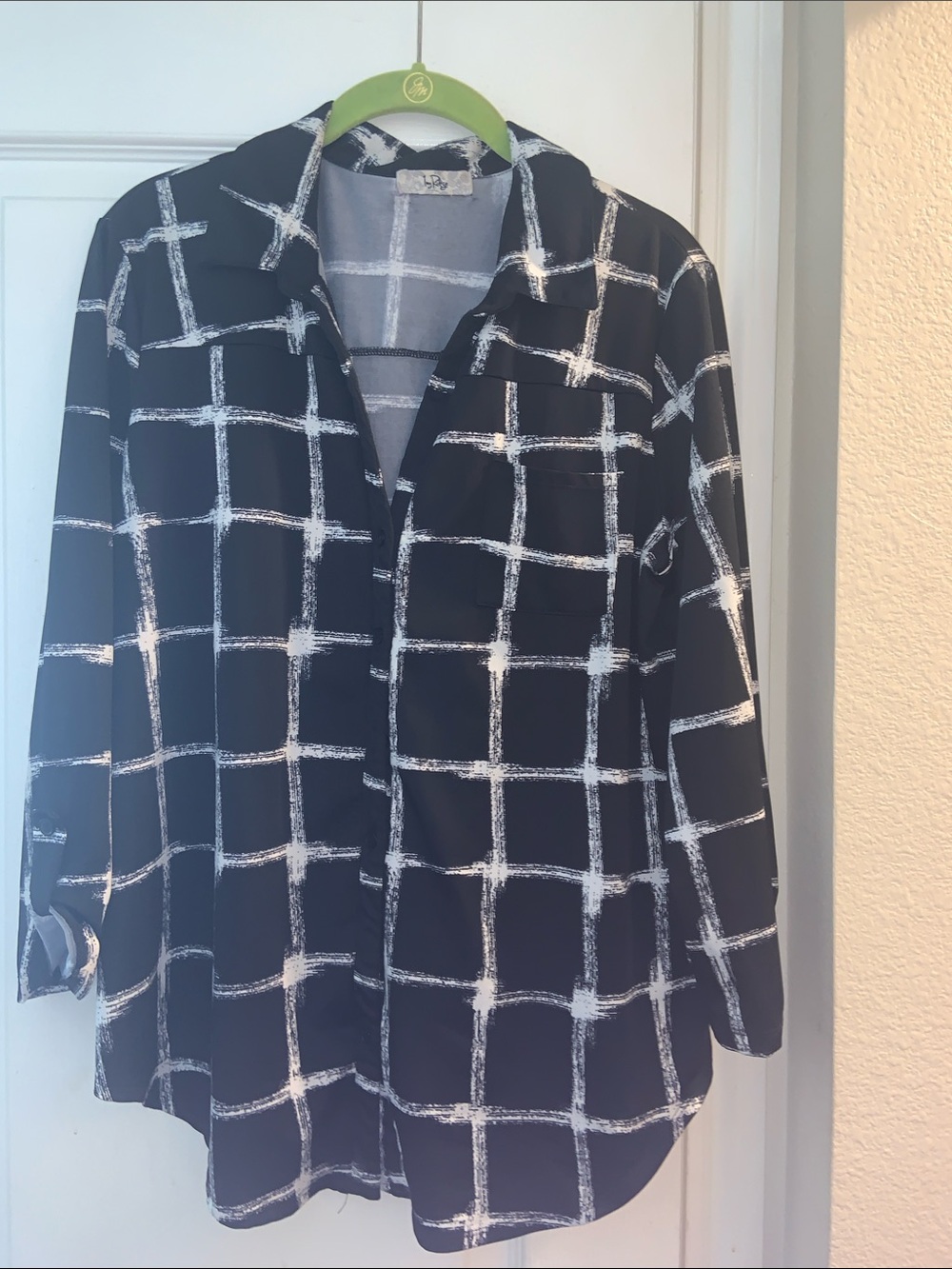 LP Black and White Windowpane Button-Down Shirt